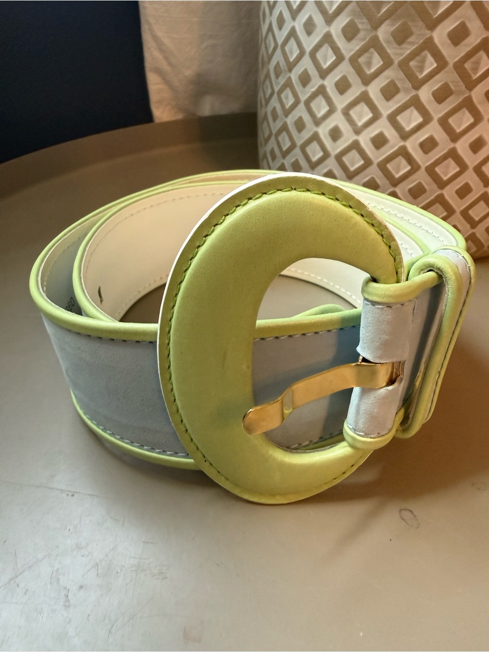 Vintage Escada Lime Blue Wide Statement Belt Designer Glam Luxury 90s 80s Retro